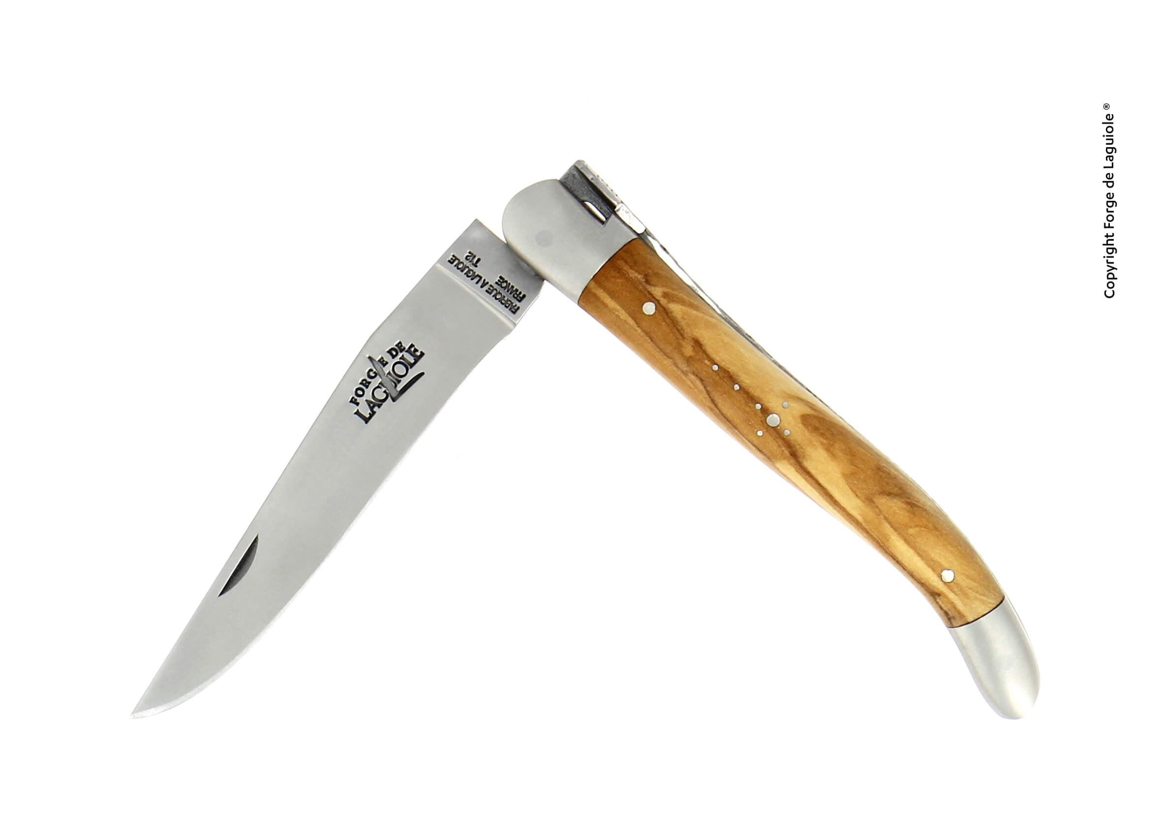 Forge De Laguiole, Lommekniv, 11 cm, håndtak i oliventre, matt finish