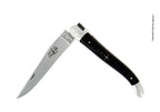 Forge De Laguiole foldekniv, 11 cm, håndtak med mørk hornspiss, blank overflate
