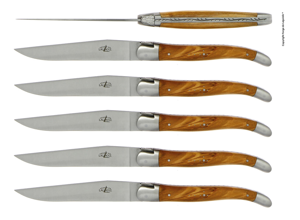 Forge De Laguiole kniver med håndtak i oliventre