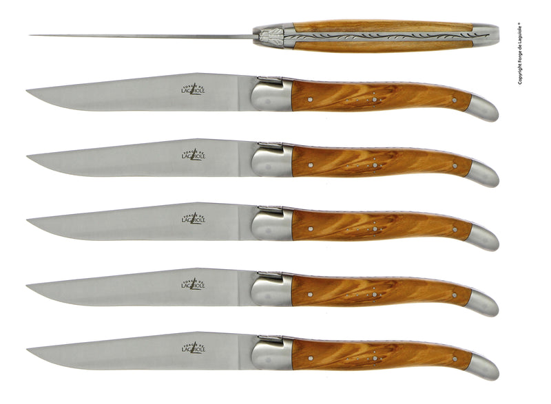 Forge De Laguiole kniver med håndtak i oliventre