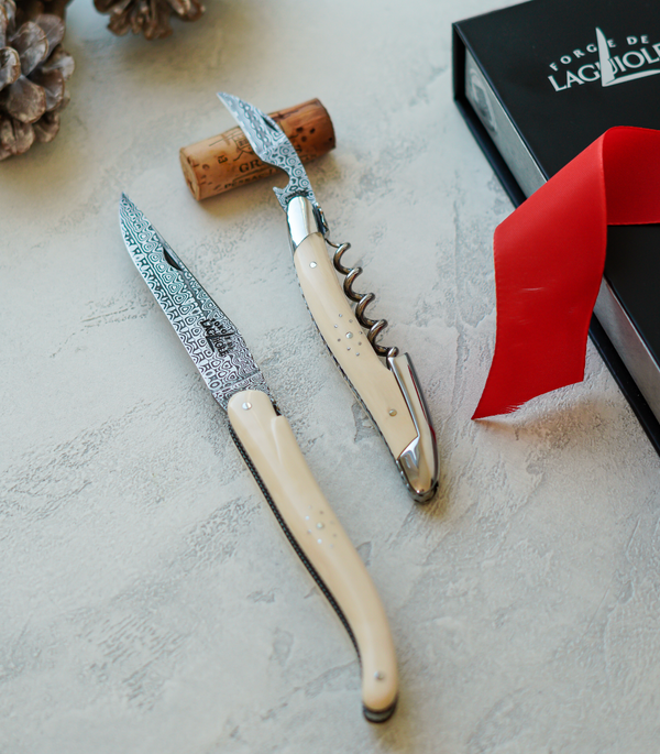 Gavesett - Mammouth Ivory - Vinsommelier og lommekniv - BEGRENSET SERIE - Forge De Laguiole