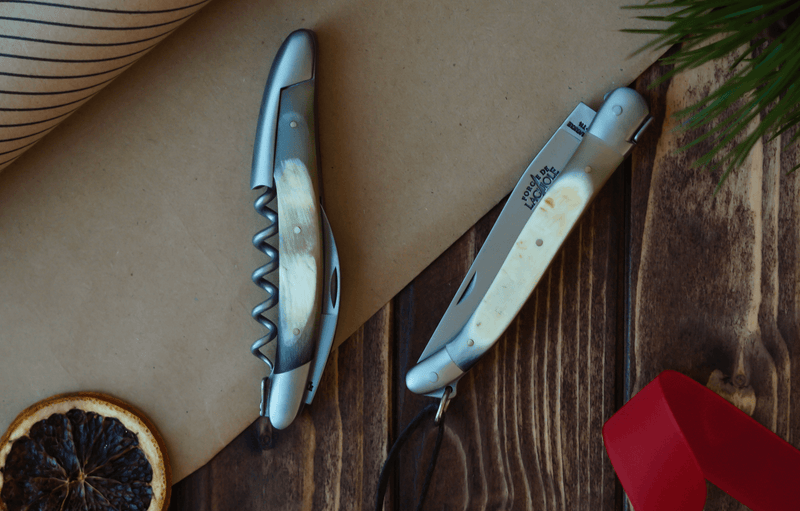 Gavesett - Aubrac Kuhorn - Sommelierkniv og Foldekniv - Forge De Laguiole