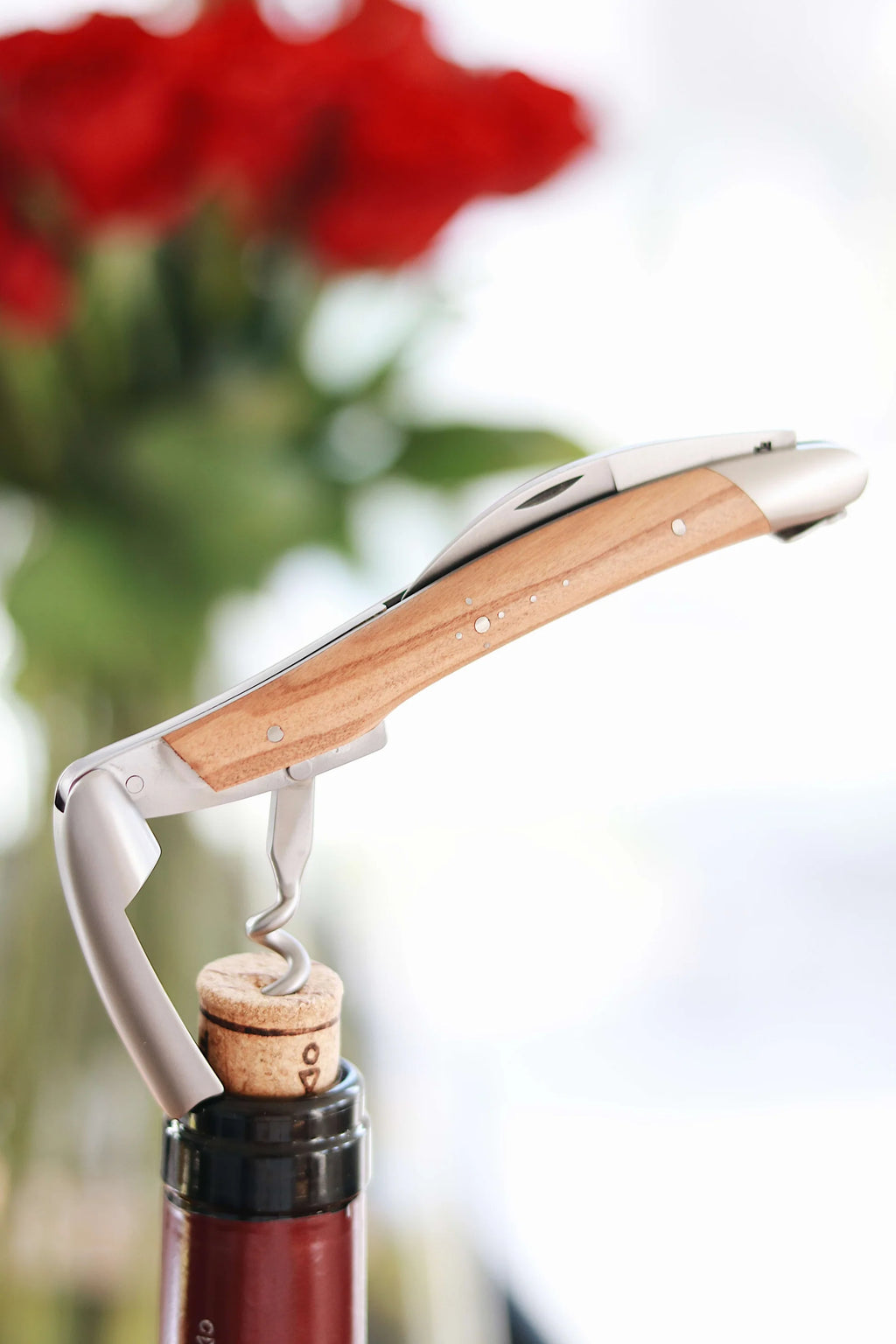 Gavesett - Oliventre - Sommelier-vinåpner og foldekniv - Forge De Laguiole